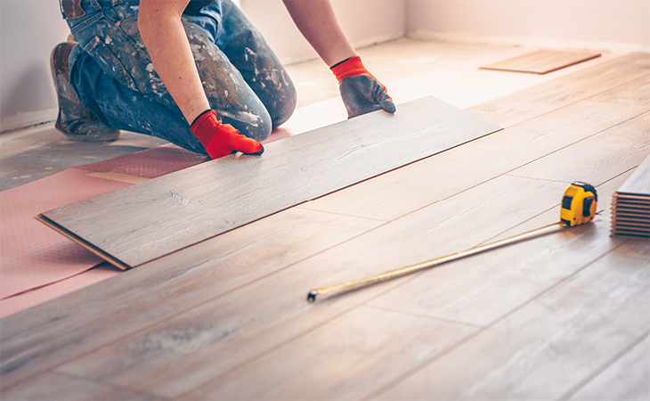 laying down hardwood